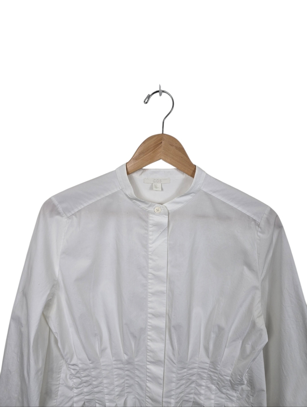 COS Crisp White Waisted Pintuck Granddad Collar Shirt 6 - Picture 5 of 15